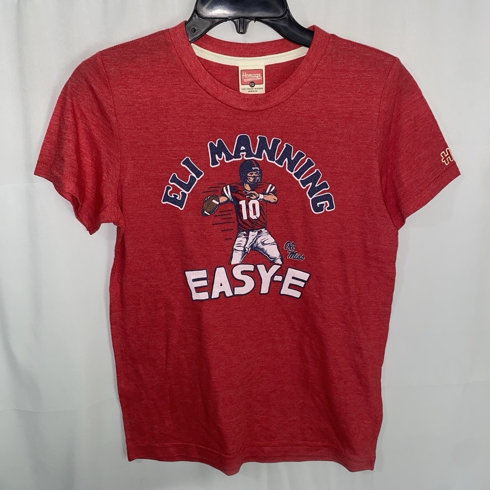 Homage Eli Manning Easy-E Ole Miss Rebels T Shirt Youth Kids size 12 NWOT